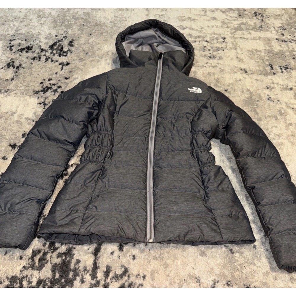 The North Face 550 Down-fill Hooded Puffer Jacket Coat Gray Womens Sz XS X-small